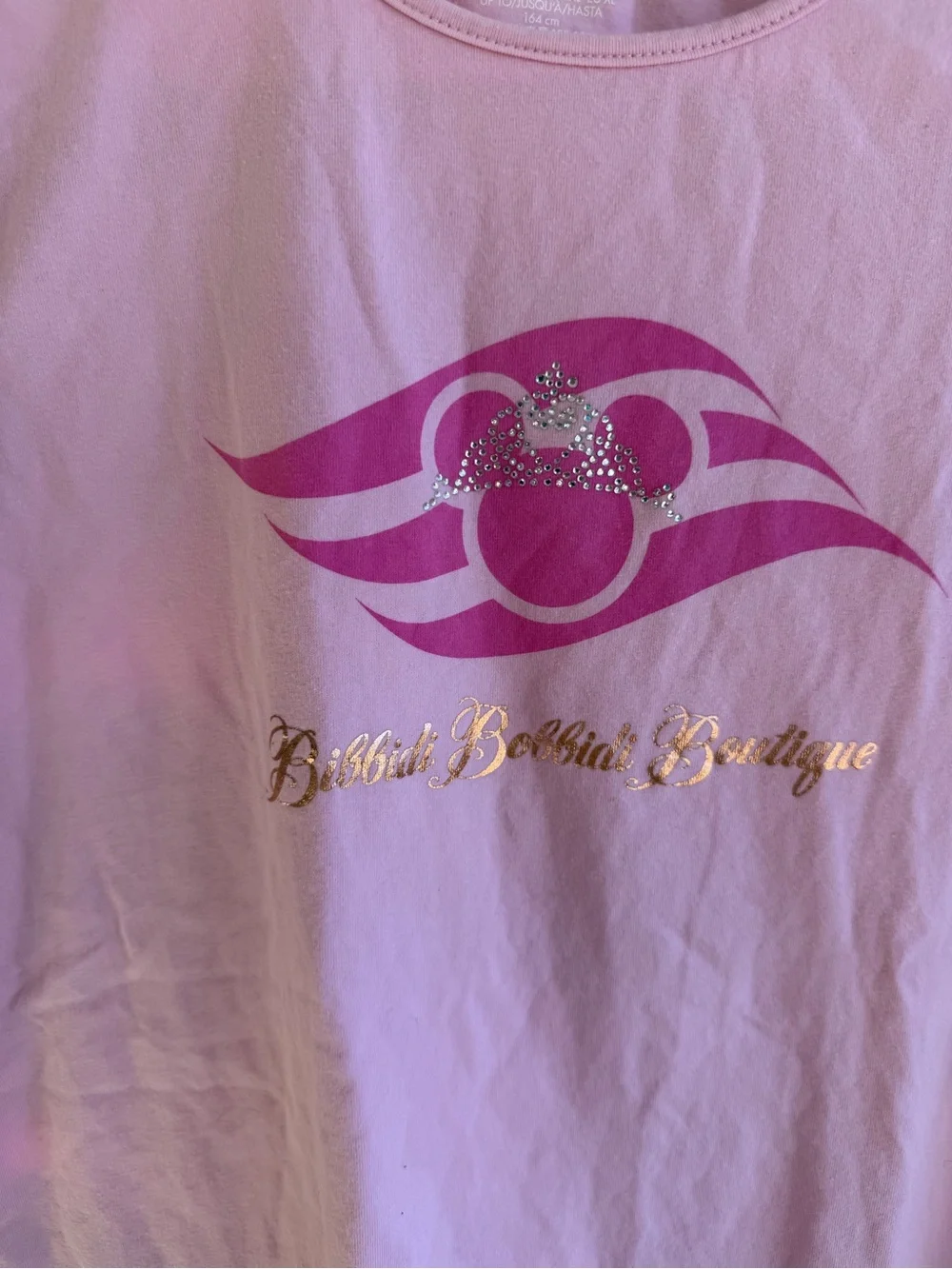 Disney Pink Short Sleeve Graphic Tee with Gold Logo